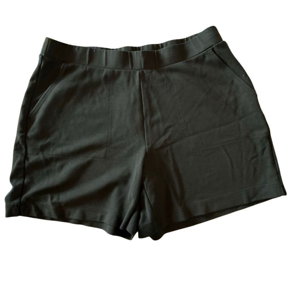 J.Jill Wearever Collection Elastic Waist High Waisted Pull-on Shorts Black Small
